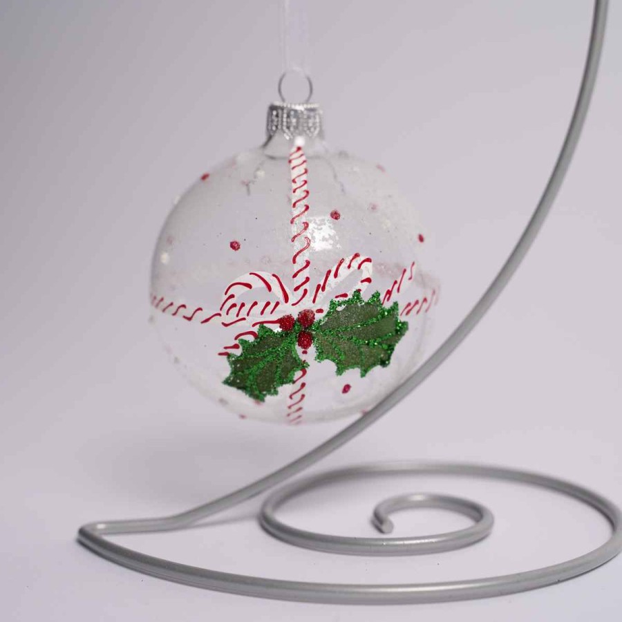 Ornaments Christmas Place  | Clear Glass Gift Holly Ball